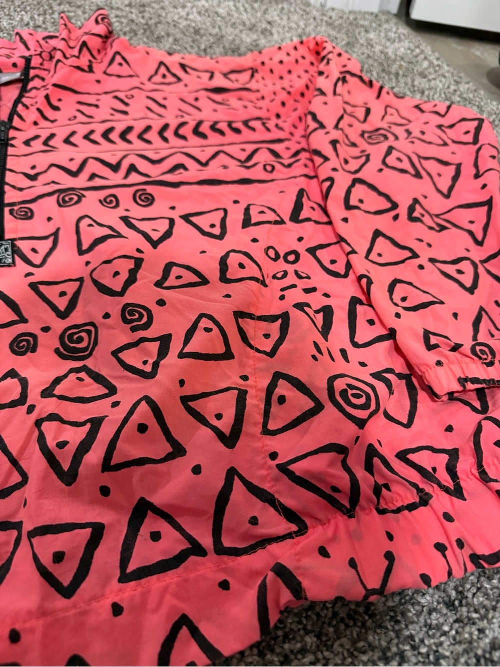 Vintage OP bright pink patterned windbreaker, fits like women's medium - Picture 2 of 6